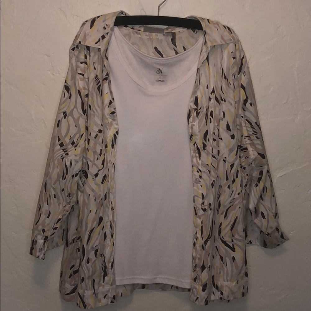 NWT 2 Piece Button Down and Tank Top Shirt Top 3X - Picture 1 of 7